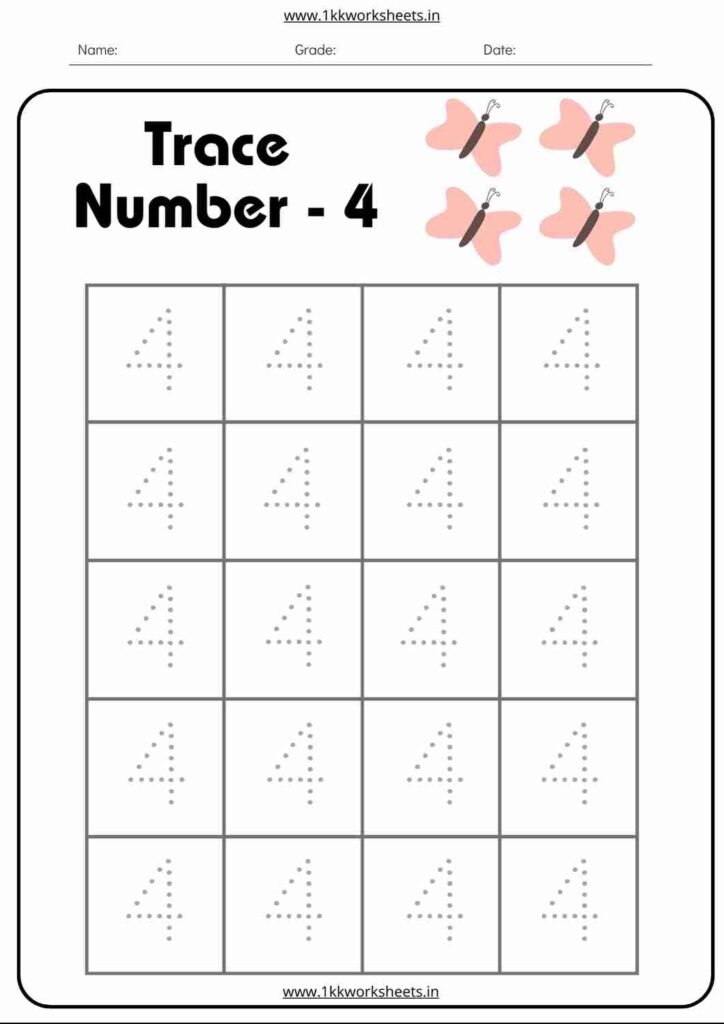 number worksheet for nursery 4