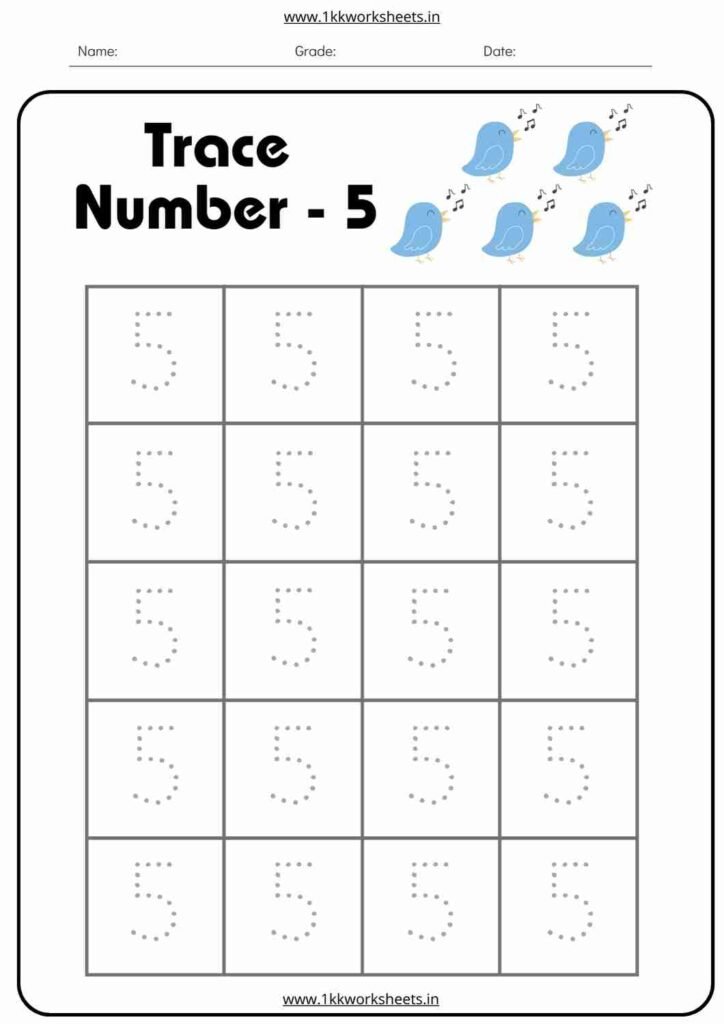 number worksheet for nursery 5