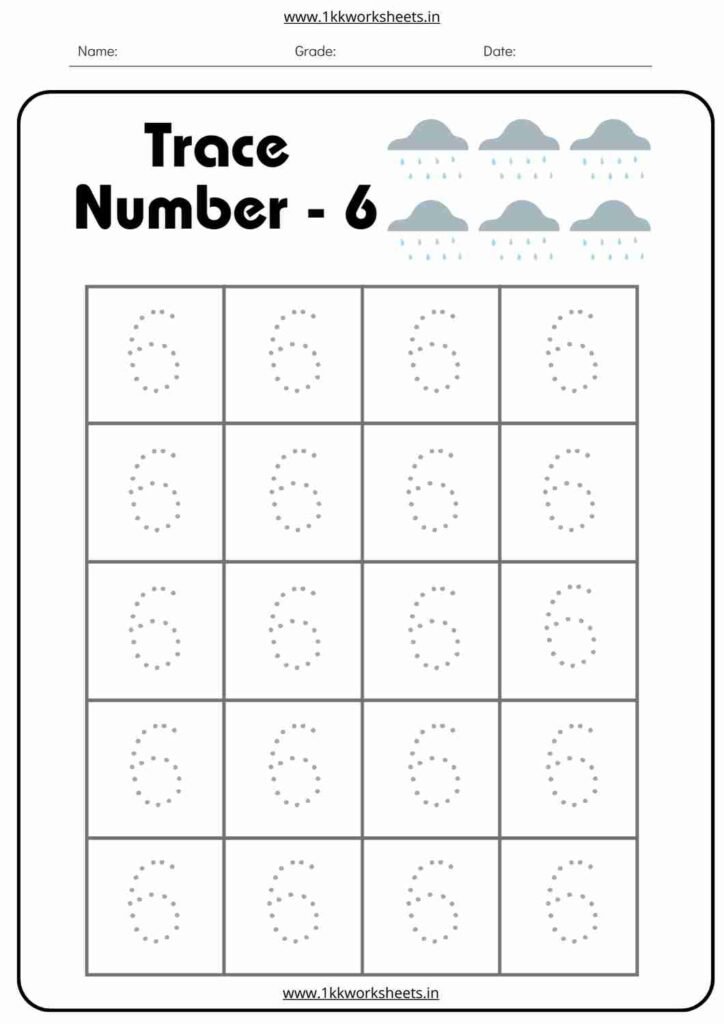 number worksheet for nursery 6