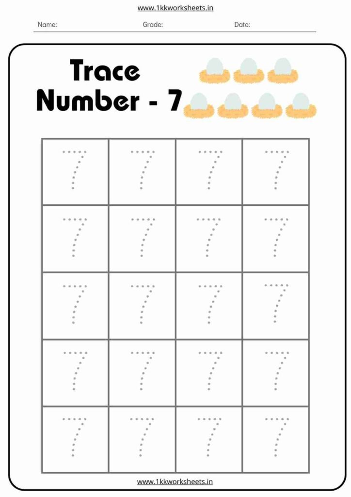 number worksheet for nursery 7