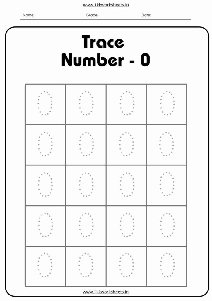 nursery class maths worksheet number 0